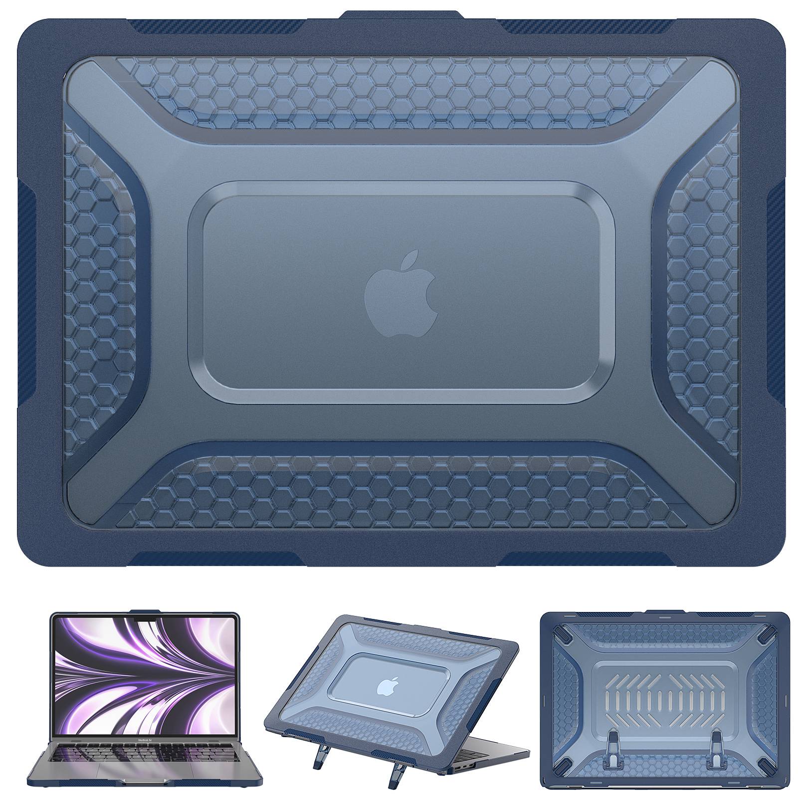 For MacBook Air 13 inch (2022) (M2 A2681) Protective Case Anti-Scratch Laptop Hard PC Case with Kickstand - Sapphire For MacBook Air 13 inch (2022) (M2 A2681) Protective Case Anti-Scratch Laptop Hard PC Case with Kickstand - Sapphire